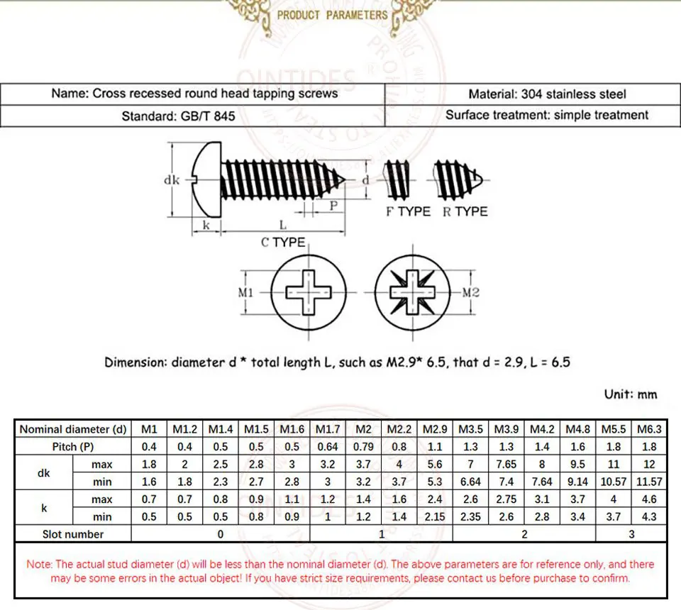 500/4000Pcs M2.2 M2.9 Screw Length:3-35mm Pan Head Tapping Screws Self-Tapping Stainless Steel Screws