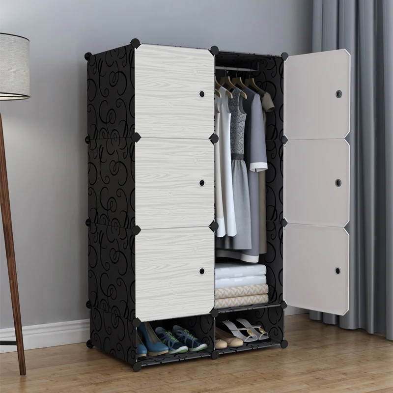 Easy Assembly Steel Frame Wardrobe Closet Organizer With Plastic Panels Modern Design Space Saving Storage Cabinet Affordable