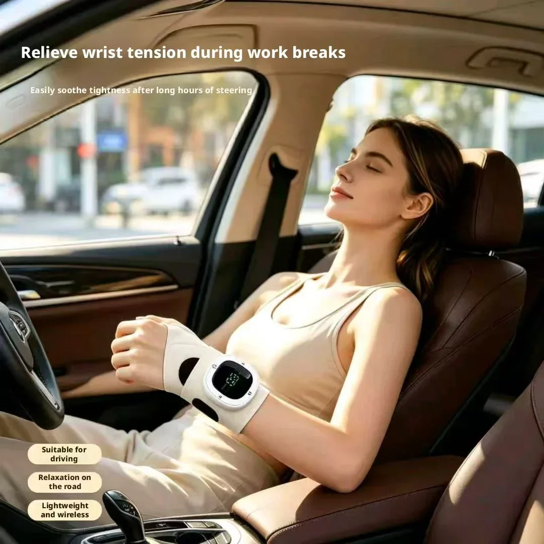 Cordless Wrist Brace Massager 8 Vibration Modes USB‑C Rechargeable Wrap Relieve Wrist Pain Fatigue Muscles Carpal Tunnel
