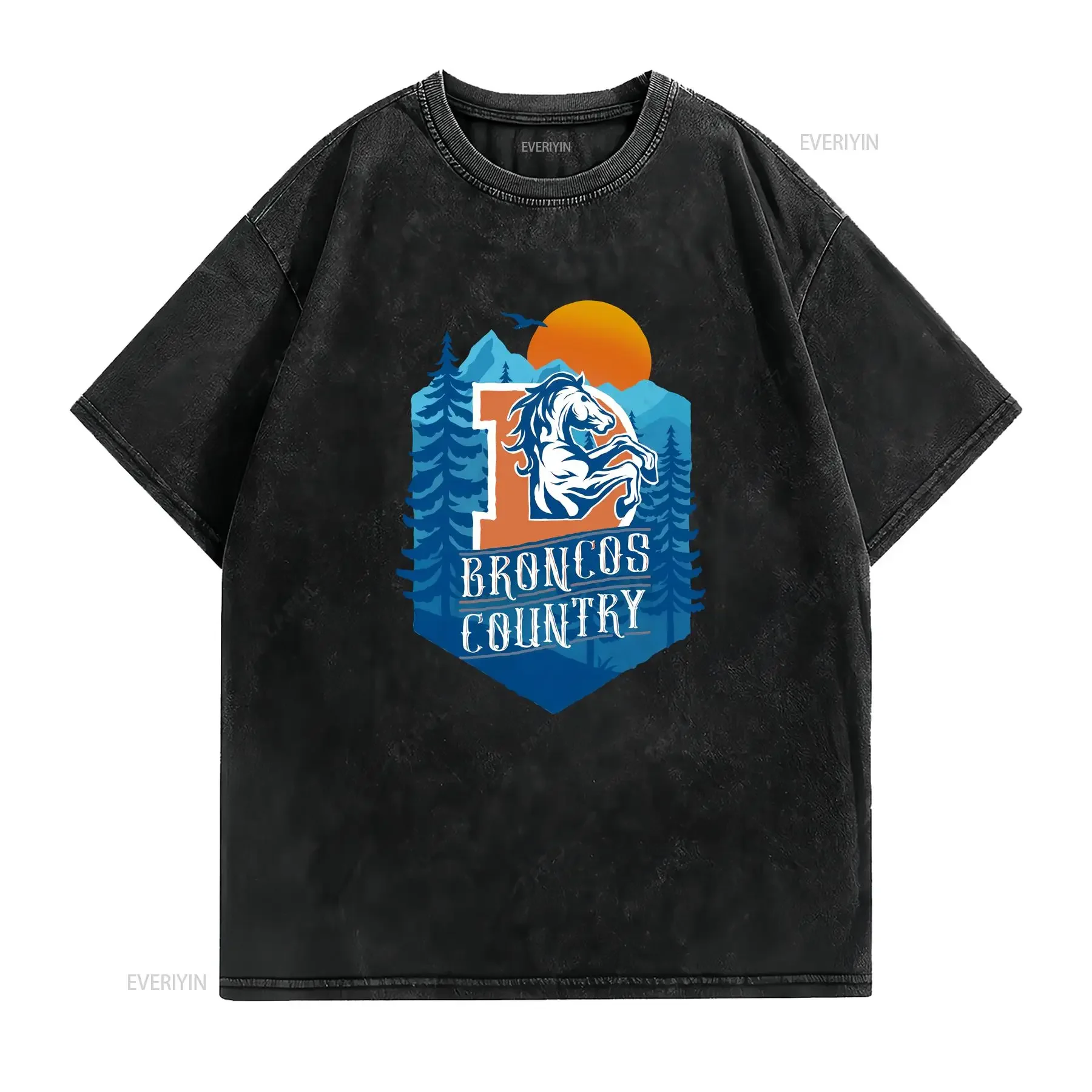 Broncos Country shirt Denver Colorado T fan vintage Washed Top For Everyday Wear fashion Slightly Stylish Breathable Soft homme