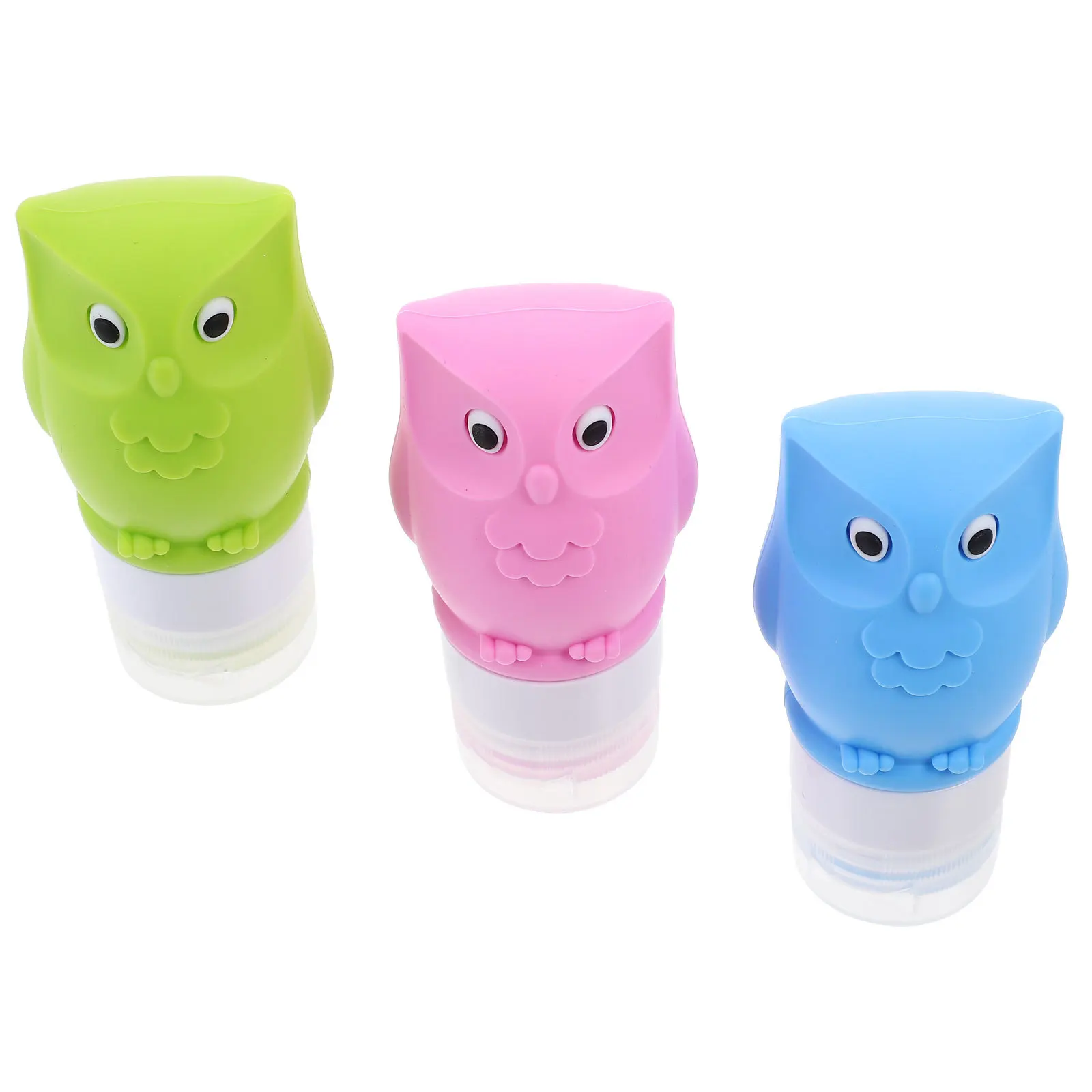 3 قطع سيليكون البومة زجاجات السفر مجموعة 3 ألوان الأرجواني الوردي الأخضر حاويات تخزين مانعة للتسرب للوجه غسول الشامبو #4