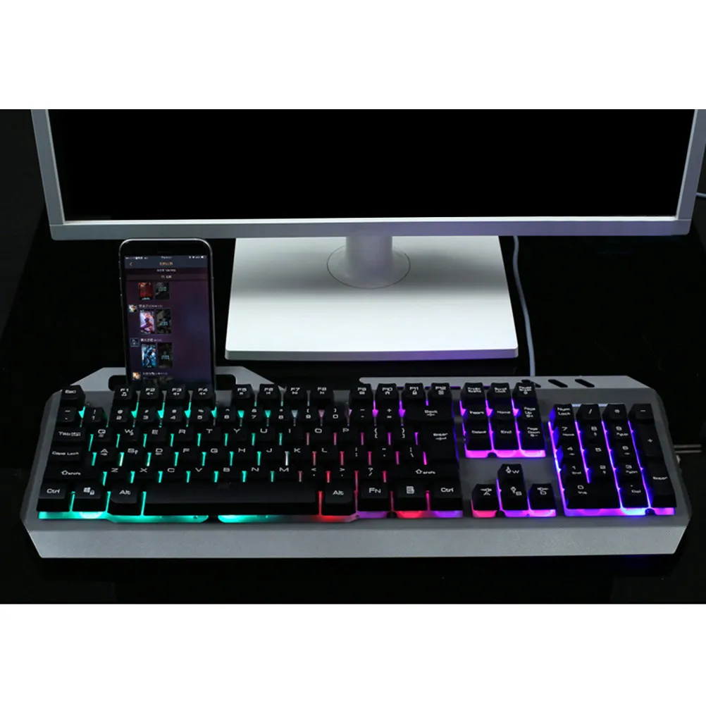 

104-клавишная игровая клавиатура с RGB-подсветкой, 19 клавишами с защитой от фантомных нажатий, съемными колпачками клавиш, эргономичным дизайном для ПК и ноутбуков