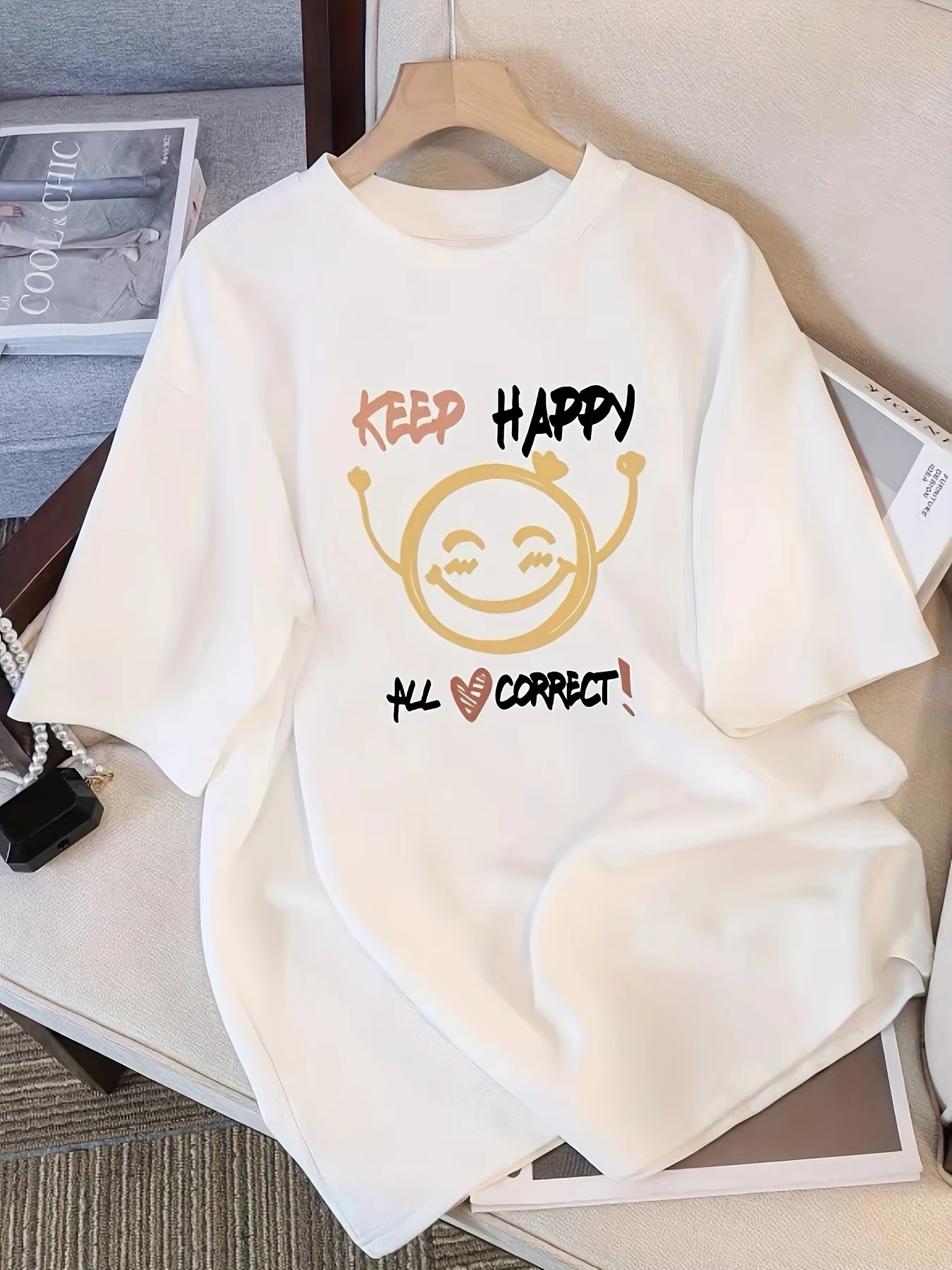 T-shirt met bloemenprint Zacht ademend Casual Comfortabel Oversized Leuk patroon Anime-stijl Unisex Streetwear Top Zomerkleding