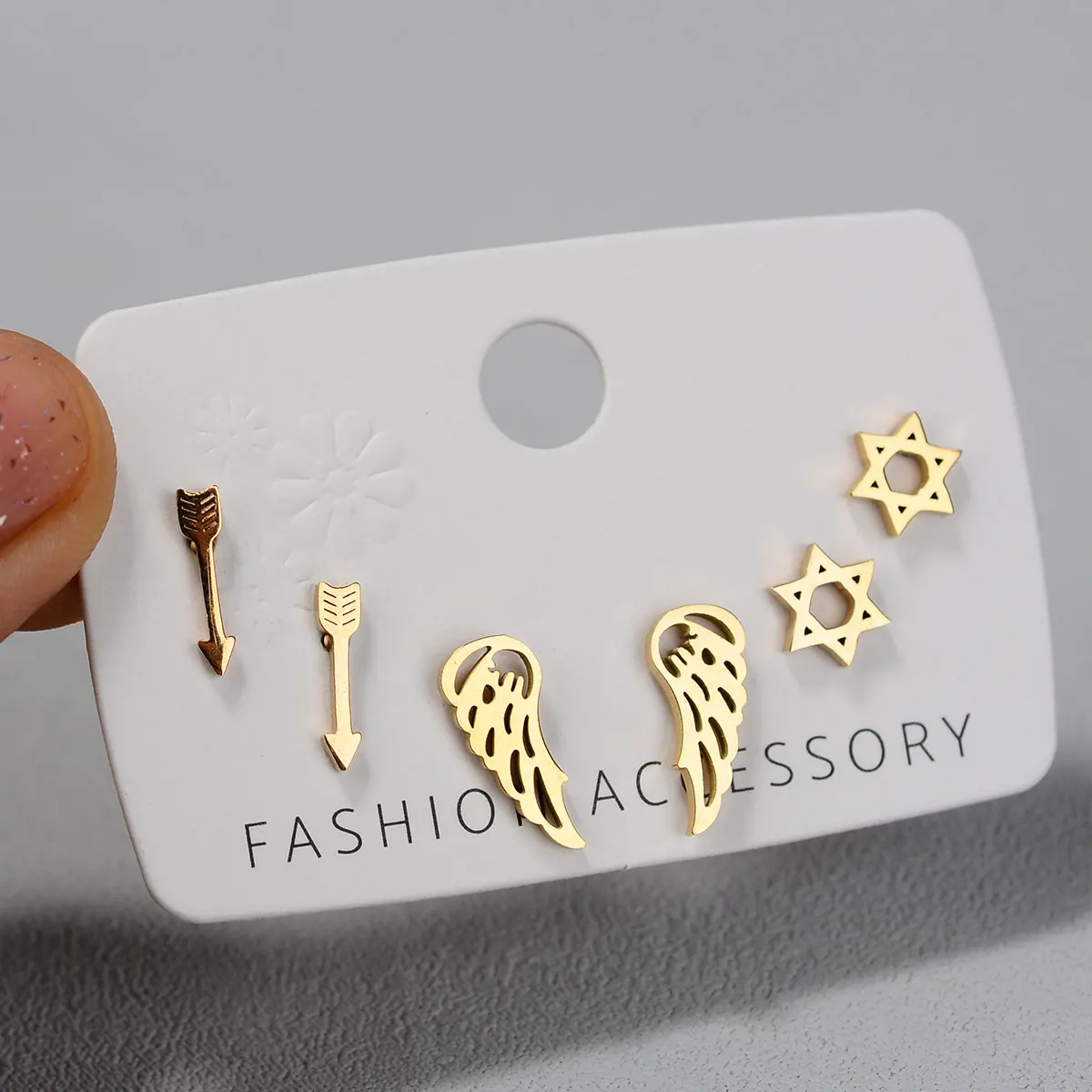 Stainless Steel Earrings Small Cute Butterfly Star Moon Heart Stud Earrings Set Punk Piercing Earing Women\'s Minimalist Jewelry