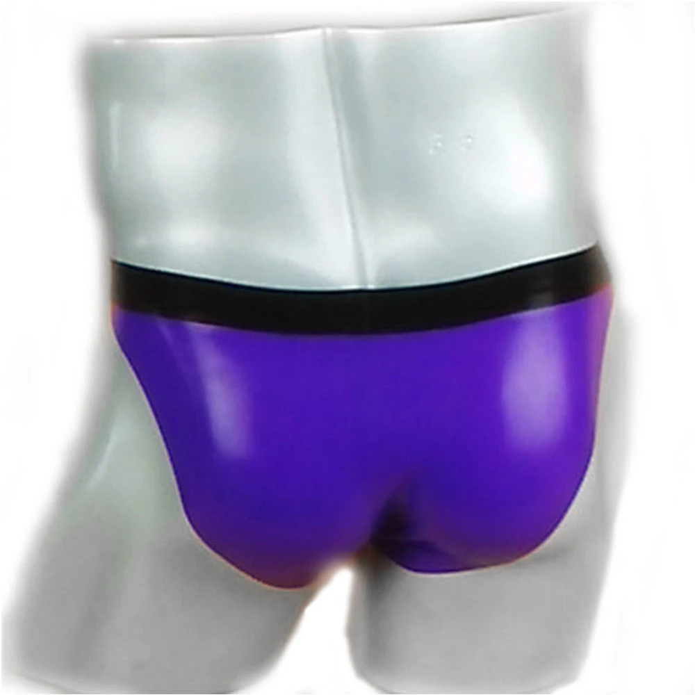 Pantalones cortos de látex para hombre, Tanga de cintura baja con bolsa grande, estilo sexy