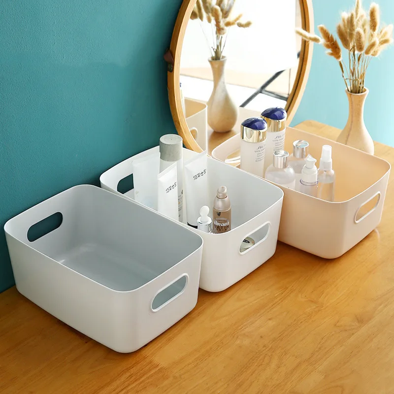 1-piece S-L Dormitory Miscellaneous Storage Box Desktop Cosmetic Storage Box Bathroom Kitchen Bedroom Plastic Storage Basket