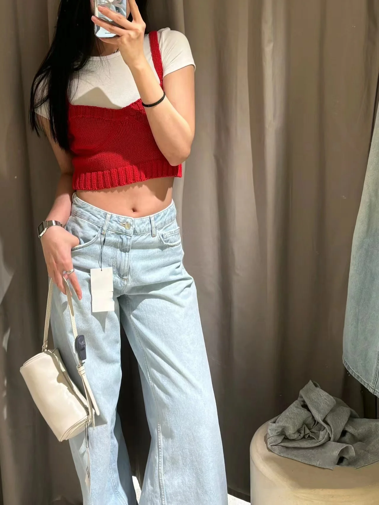 กางเกงยีนส์ทรงบอยเฟรนด์ผู้หญิง สปริง 2025 ทรงหลวม ขาตรง ขากว้าง ยาวคลุมเท้า รุ่นใหม่เอวสูง ปิดซิป