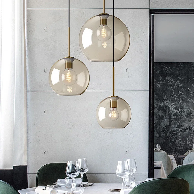 

Modern Nordic LED Glass Pendant Light Lustre Simple Home Decor Chandeliers Lighting Fixtures for Kitchen Restaurant Loft Lamps