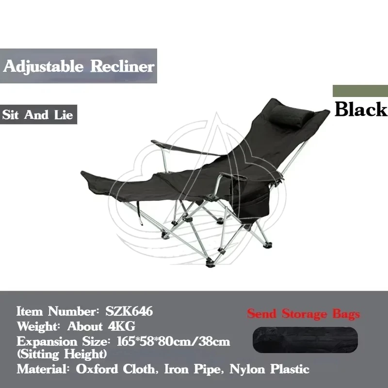 4-Speed Adjustable Folding Lounge Chair Ultra Light Portable Camping Fishing Director Chair