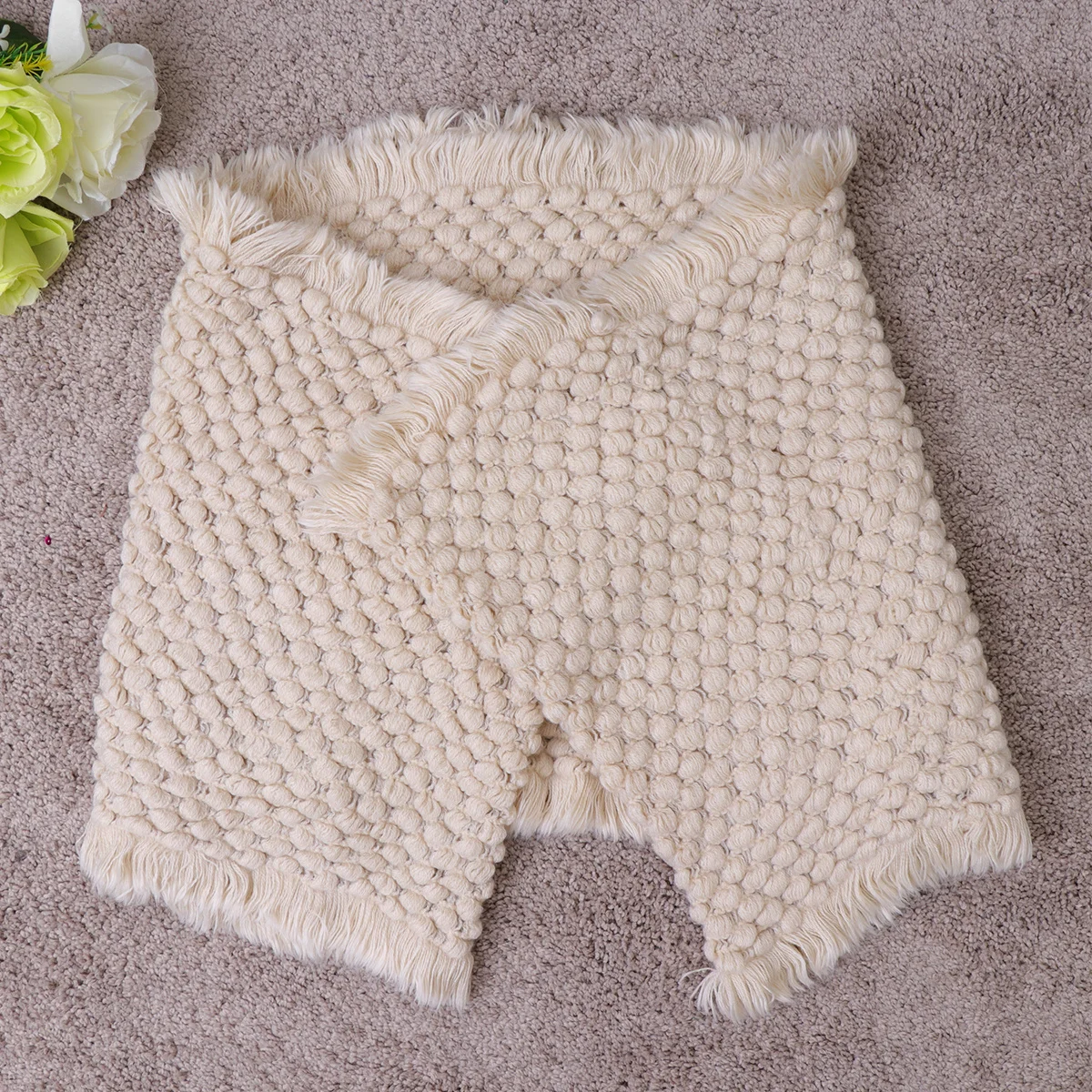 

Knitted Cotton Large Pineapple Blanket Super Soft Newborn Sleeping Blanket Baby Photography Props Home Use Beige