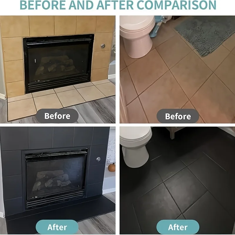 طلاء رش لإصلاح بلاط الحمام والأحواض باللون الأسود اللامع سعة 16 أونصة مقاوم للماء، طلاء ذاتي الختم للسيراميك والألياف الزجاجية والسيراميك #6