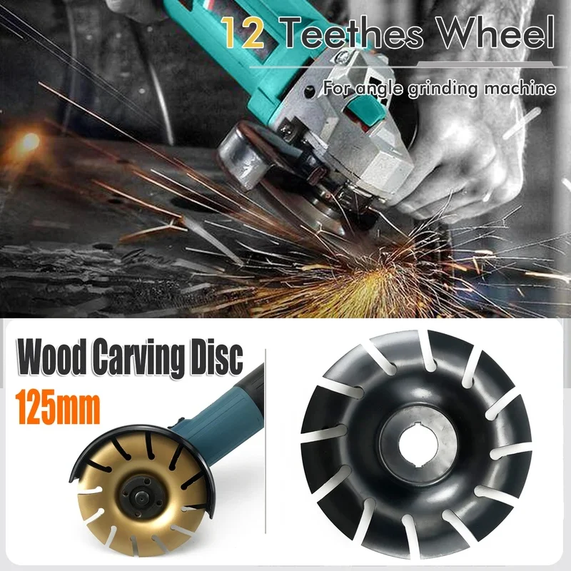 

125mm Wood Carving Disc Cutter for Angle Grinder - Double 12 Teeth Wheel for Sharpening and Cutting Trees in Woodworking