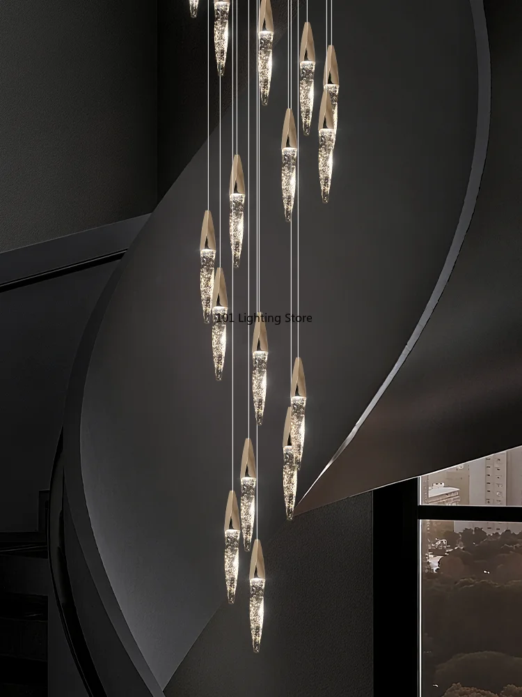 Stair Chandeliers Duplex Loft Chandelier Modern Pendants Lighting Long Chandelier Staircase Hanging Lights Lighting Lustre