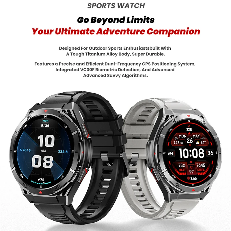 2025 New Dual-Band satellite GPS Smart Watch Men 1.43'' AMOLED Screen Compass Heart Rate BT Call IP69 Waterproof Swimming Watch