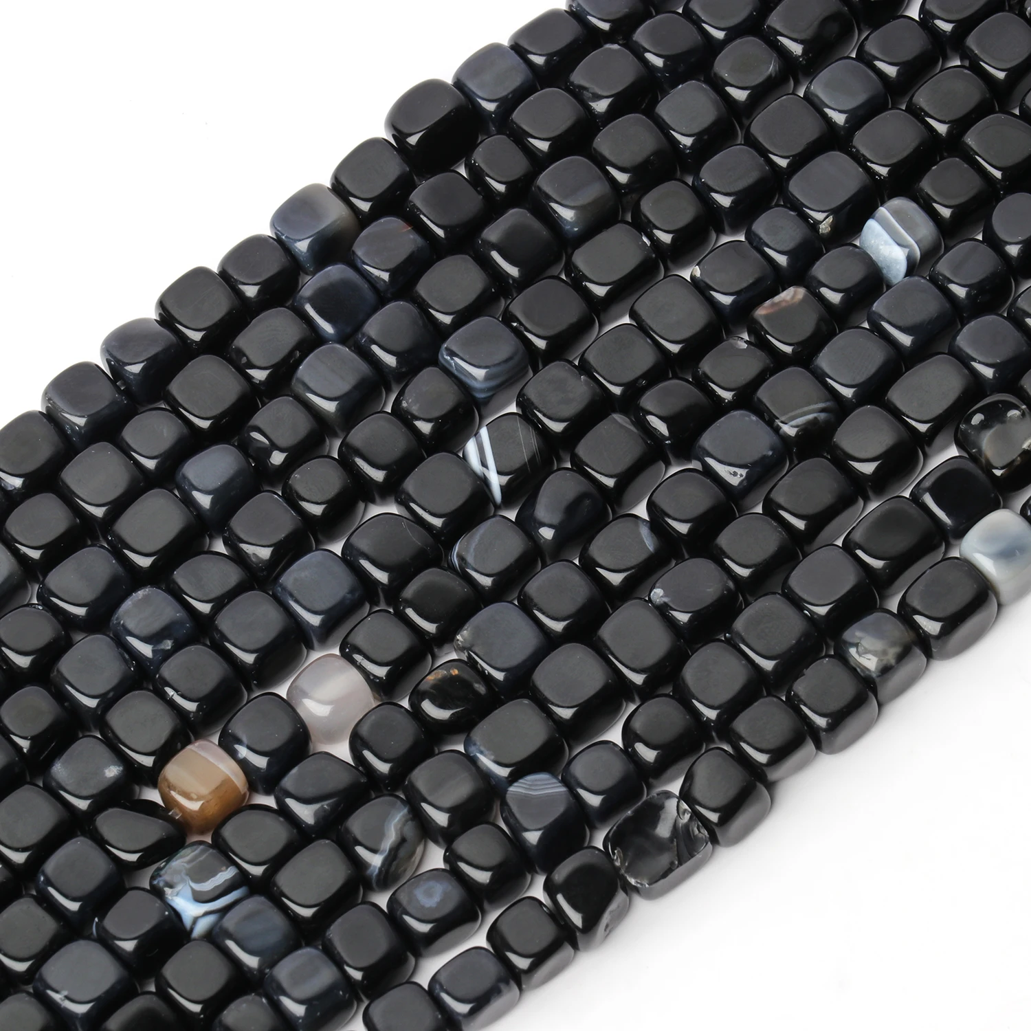 8x8mm Square Black Onyx Bead Natural Stone Cube Agate Loose Spacer Beads for Jewelry Making Supplies DIY Charms Bracelets 15\'\'