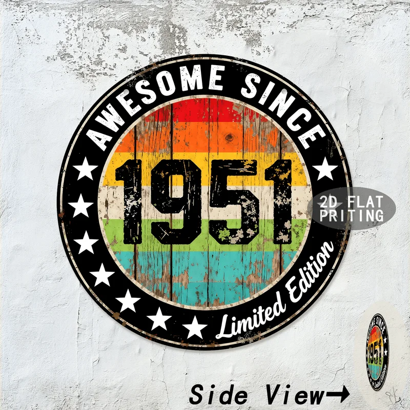 Multistyle Round Metal Tin Sign Vintage Birthday Rock Music Birth Year Limited Edition Retro Wall Plaque for Home Bar Garage P