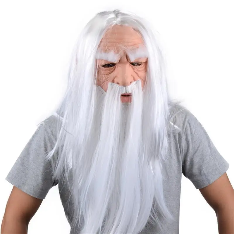 Funny Bar Witch Masks White Bearded Grandpa Head Covers Santa Claus Latex Role Play Props