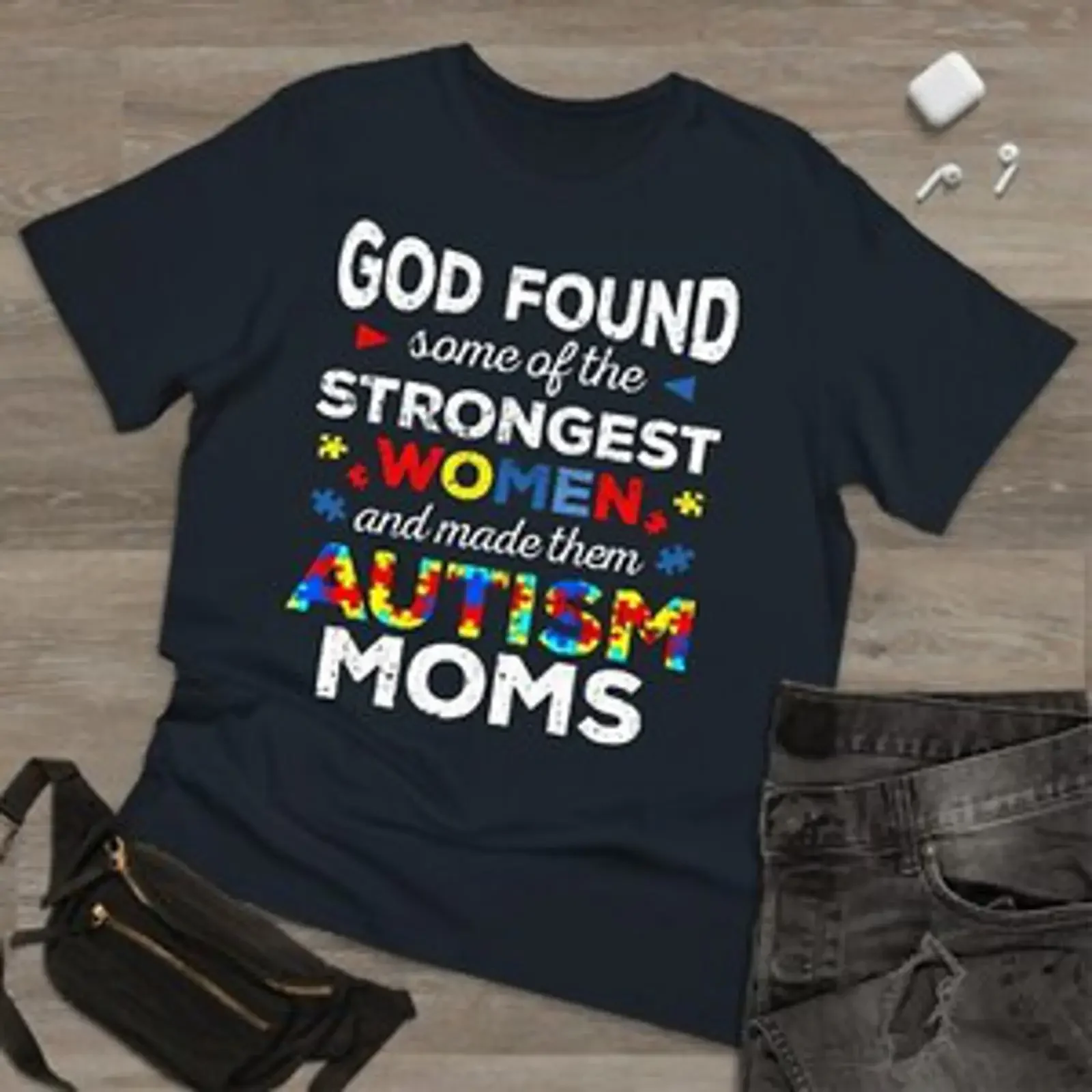 God Found Autism Mom T Shirt Autismus Bewusstsein Erwachsene Kind Weihnachten Puzzle vintage Washed Comfortable fashion