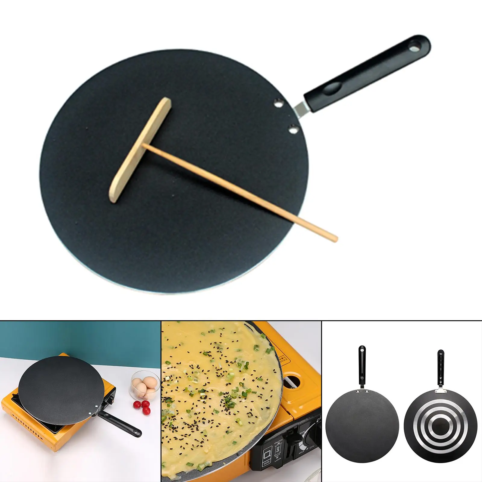 Pancake Round Griddle Nonstick Frying Pan Hand Handle Tortilla Maker Skillet Flat Tava Griddle for Grill Pancakes BBQ Cooktop