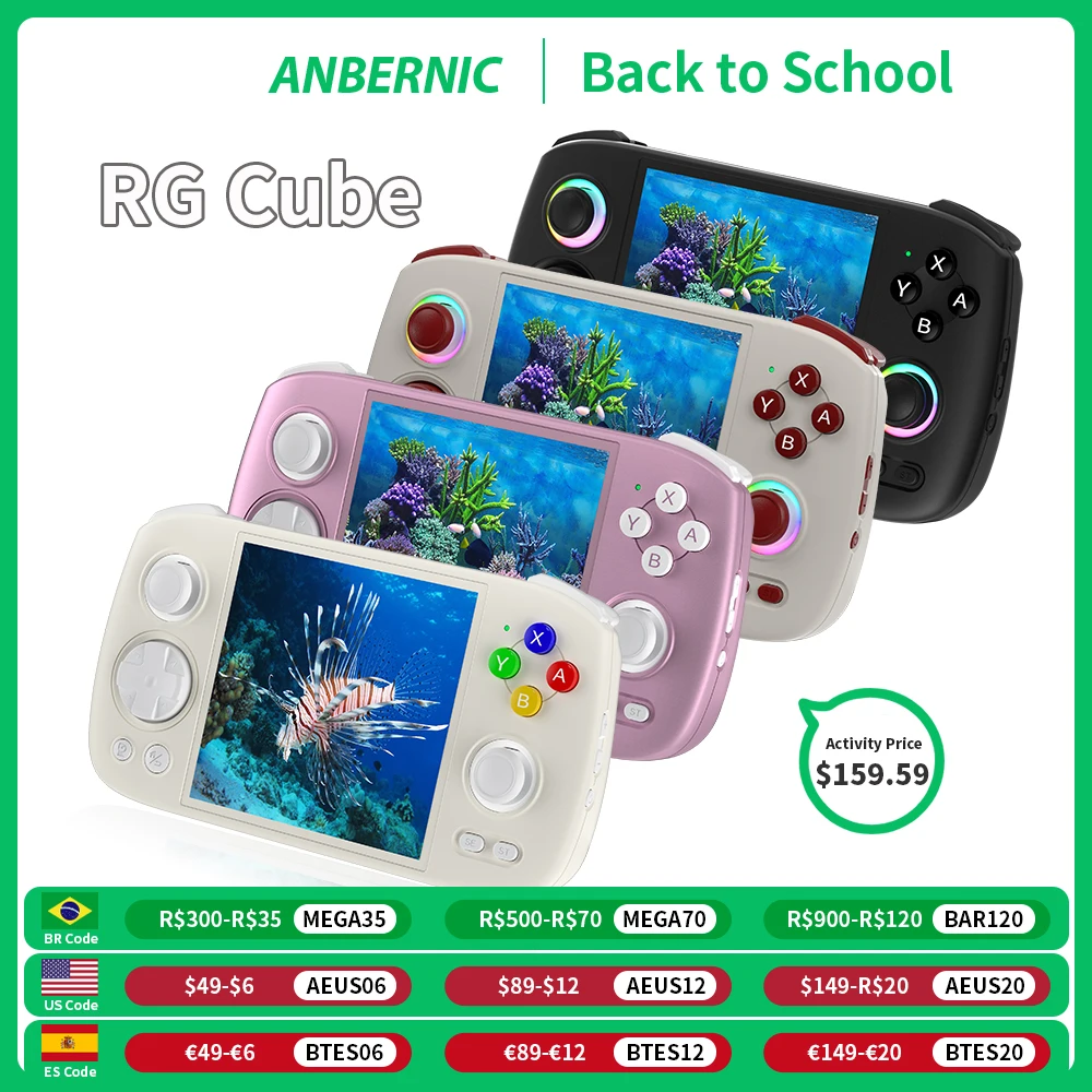 

ANBERNIC RG Cube портативная игровая консоль 3,95 ''IPS мультисенсорный экран T820 Android 13 RGB джойстик 5200 мАч видео игровые консоли