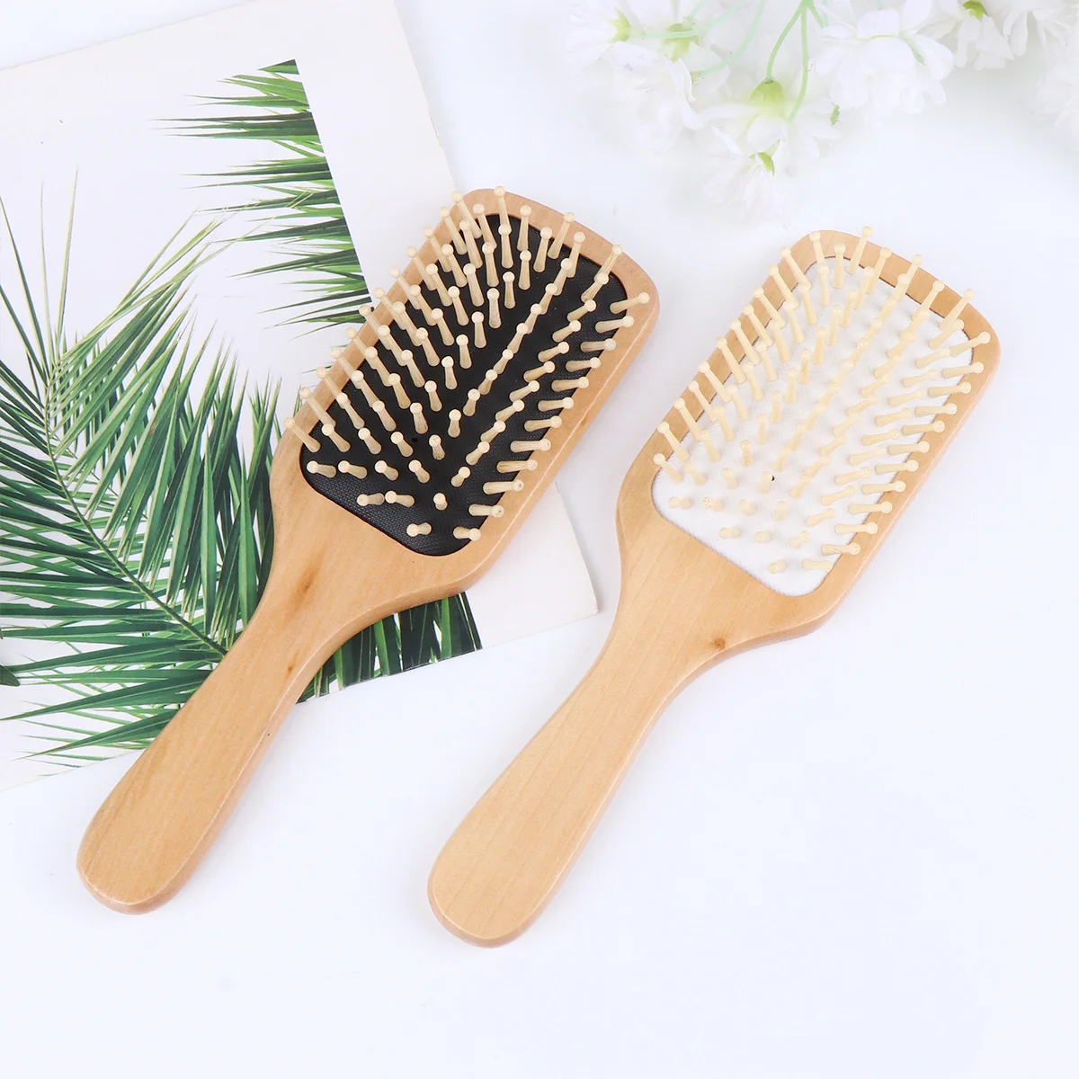 

2 шт., натуральная деревянная расческа для волос, удобная ручка, массажная расческа для удаления омертвевшей кожи головы, домашний салон, дорожная домашняя массажная расческа