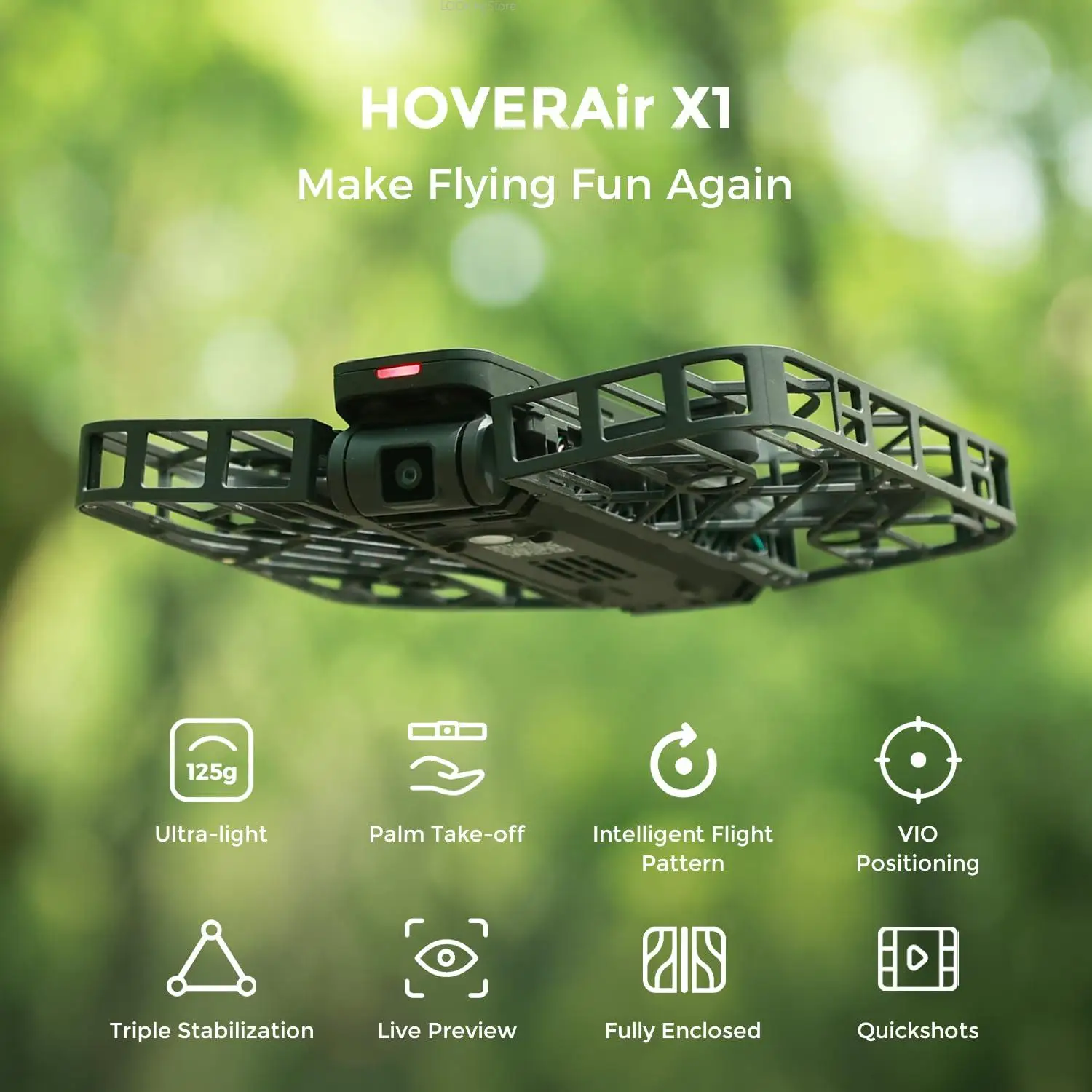 

Hover Camera HOVERAir X1 Ultra-Light Foldable Portable Unlock Advanced Shots Camera Mini Sport Camera for Outdoor Photography