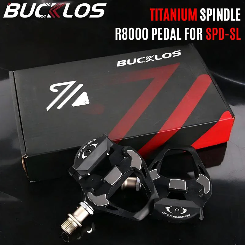 

BUCKLOS Self-Locking Bicycle Pedal for SPD-SL Titanium Spindle Road Bike Clipless Pedals Ultralight Racing Pedal Riding Parts