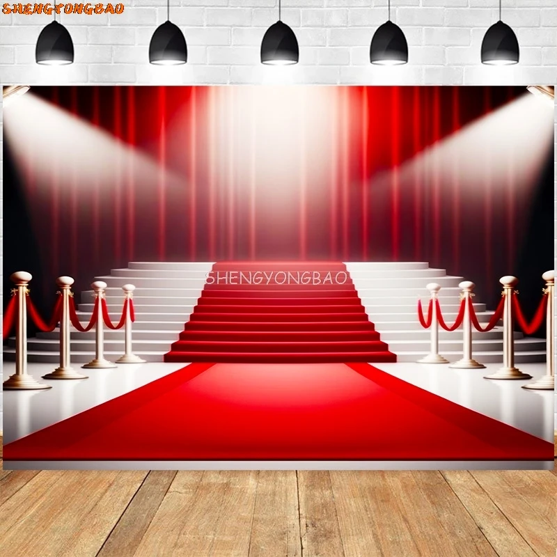 Grand bâtiment d'escalier recouvert de tapis rouge avec des décors de photographie de scène de lustre TW-01 Fond de convocation de luxe de mariage