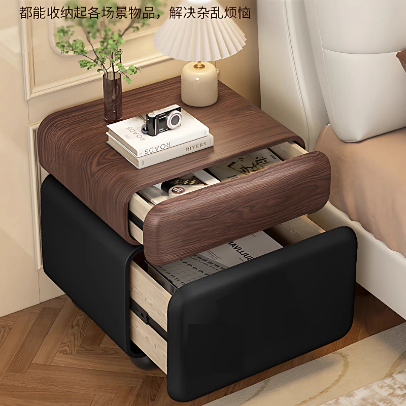 hh-Multi Functional Nightstand Bedside Integrated Cream Enlarged Intelligent Bedside Storage Cabinet Muebles Bedroom Furniture^