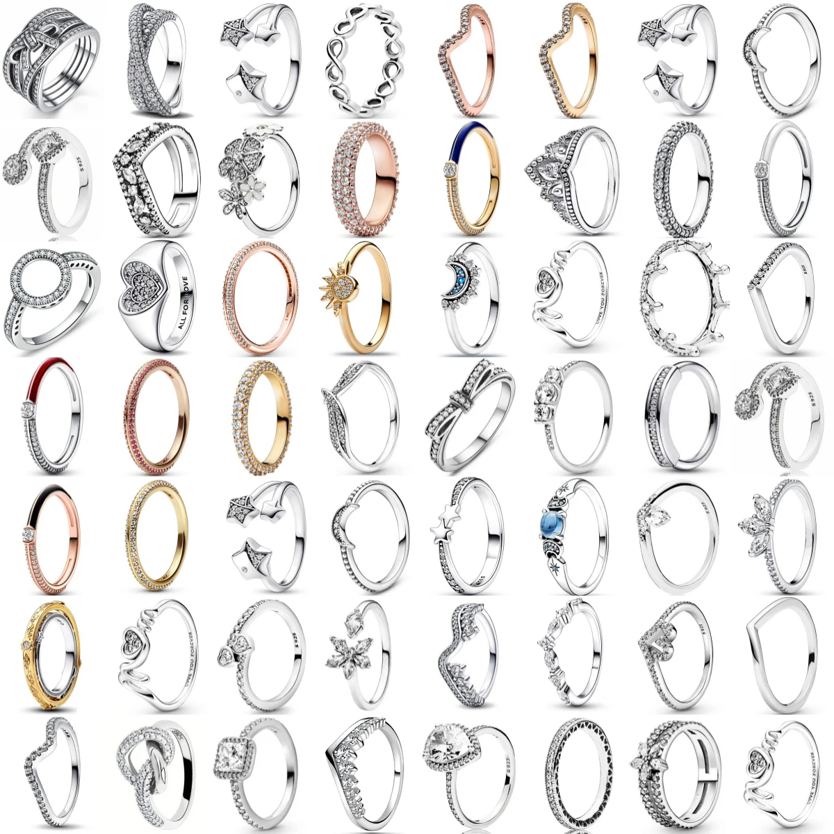 Nuevos anillos de plata de ley 925, corazón infinito, estrella, arco de Luna apilable para mujer, anillo de boda de plata 925 Original, regalo de joyería