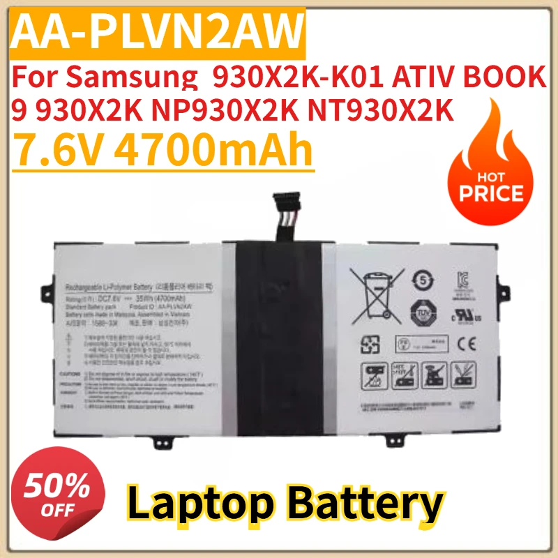 

High Quality New 7.6V 4700mAh AA-PLVN2AW Laptop Battery For Samsung 930X2K-K01 ATIV BOOK 9 930X2K NP930X2K NT930X2K