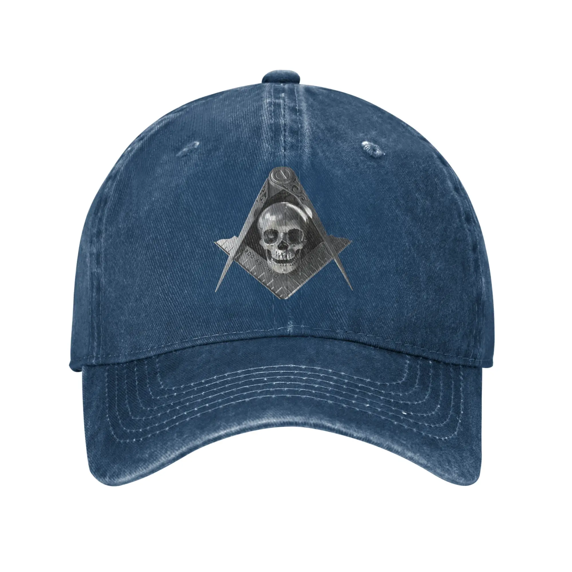 Freemason Compass Silver Skull Widows Son Masonic Baseball Cap Classic Distressed Denim  Snapback Cap Golf Unstructured Soft Hat