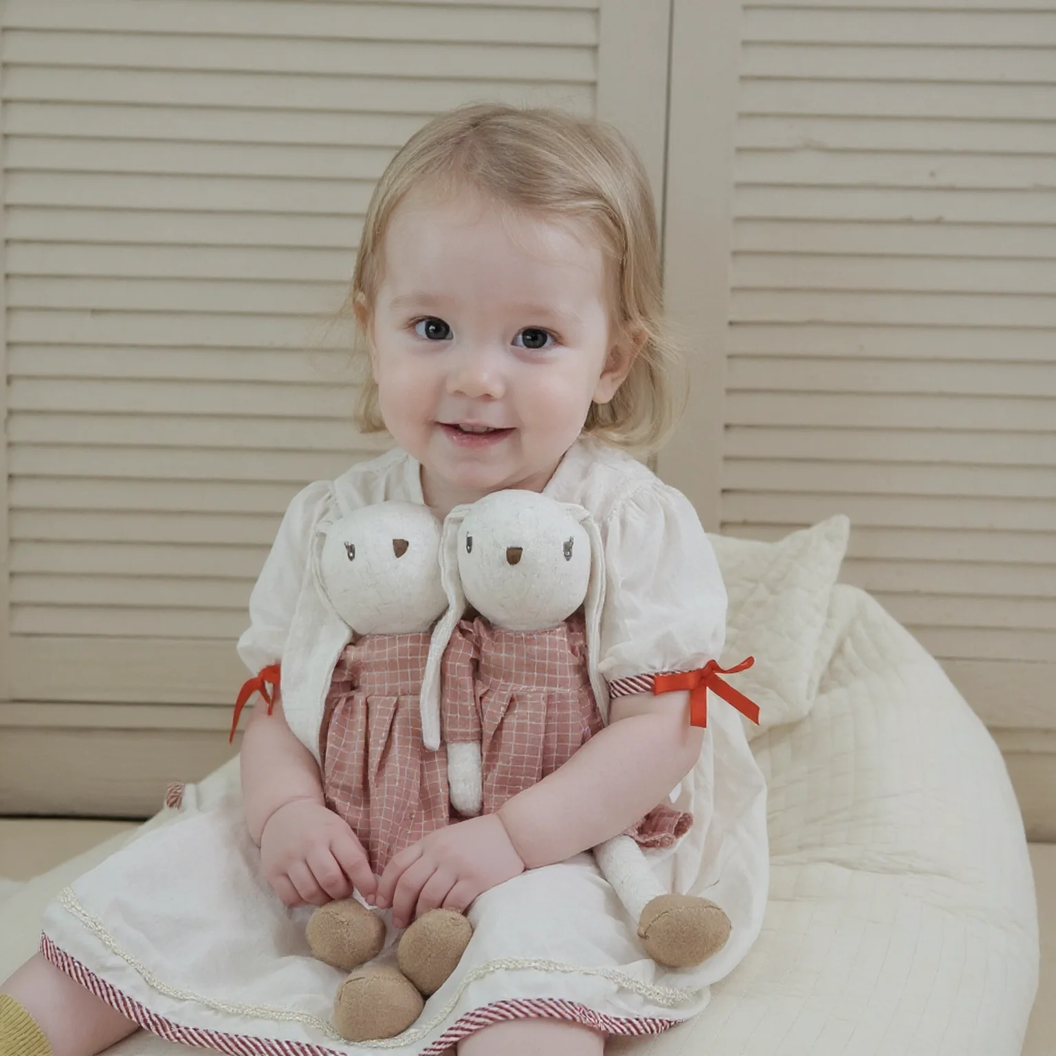1PCS Baby Doll Rabbit Toy Photography Prop Holiday Gift Room Decoration Soft Plush Bunny for Infants Kids