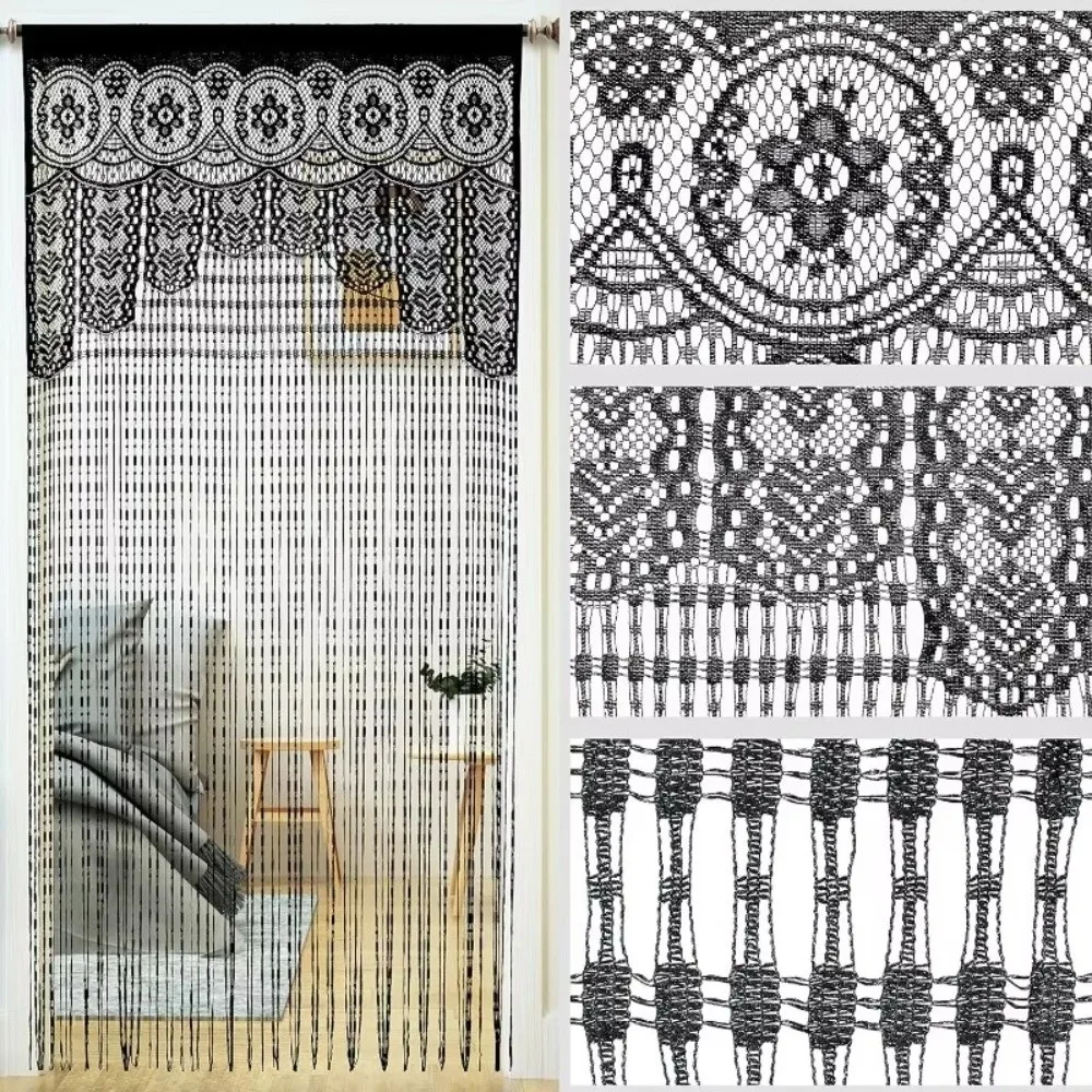 Boho Macrame Lace Door String Curtain String Room Divider Partition Curtain Jacquard Door Drapes Curtain Decorations