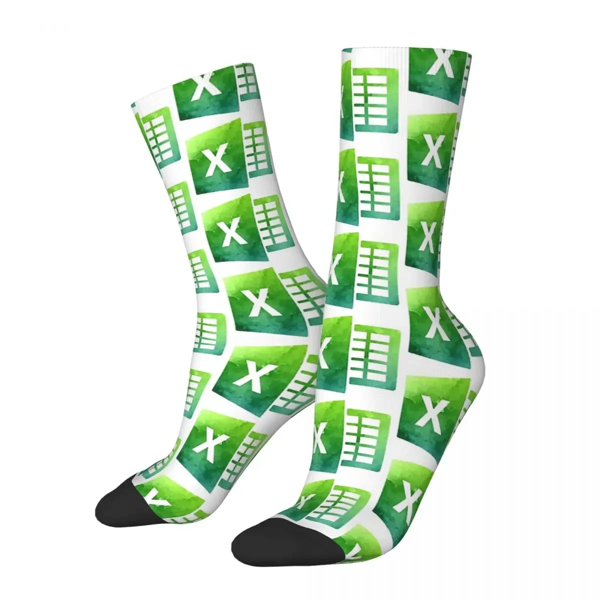 

Watercolor Excel Logo Socks Harajuku Super Soft Stockings All Season Long Socks Accessories for Man's Woman's Birthday Present