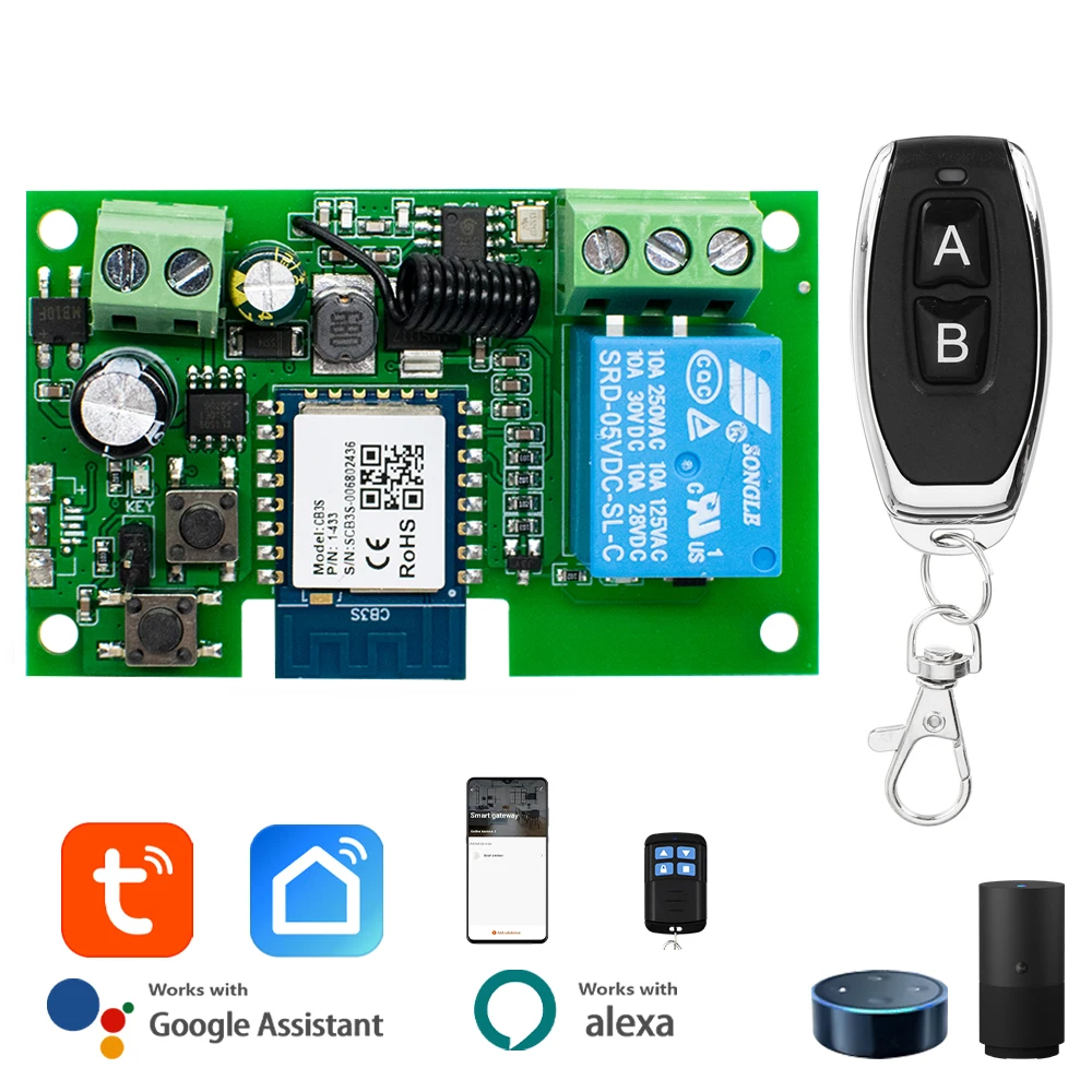 WiFi Smart Switch Garage Türöffner Sprachsteuerung Controller Arbeit mit Alexa Echo Google Home SmartLife/Tuya APP RF433mhz