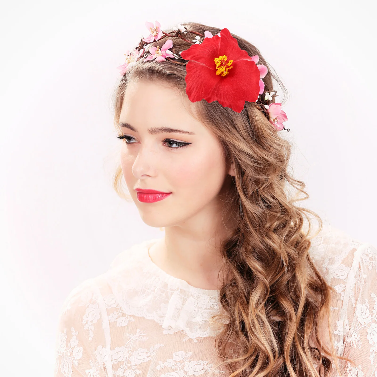 

6 Pcs Artificial Flower Hairpin Hawaii Claw Clips Accessories for Women Festival Fashion