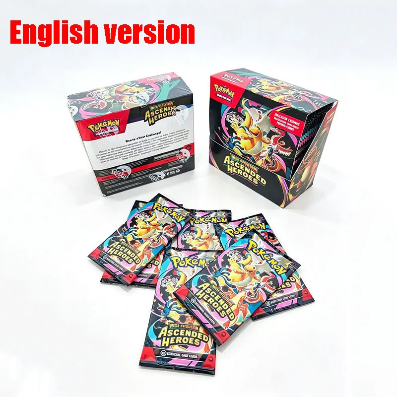 360pcs English Card MEGA EVOLUTION Ascended Heroes Game Cartoon Booster Battle Transaction Card Collection Card Gift Toy