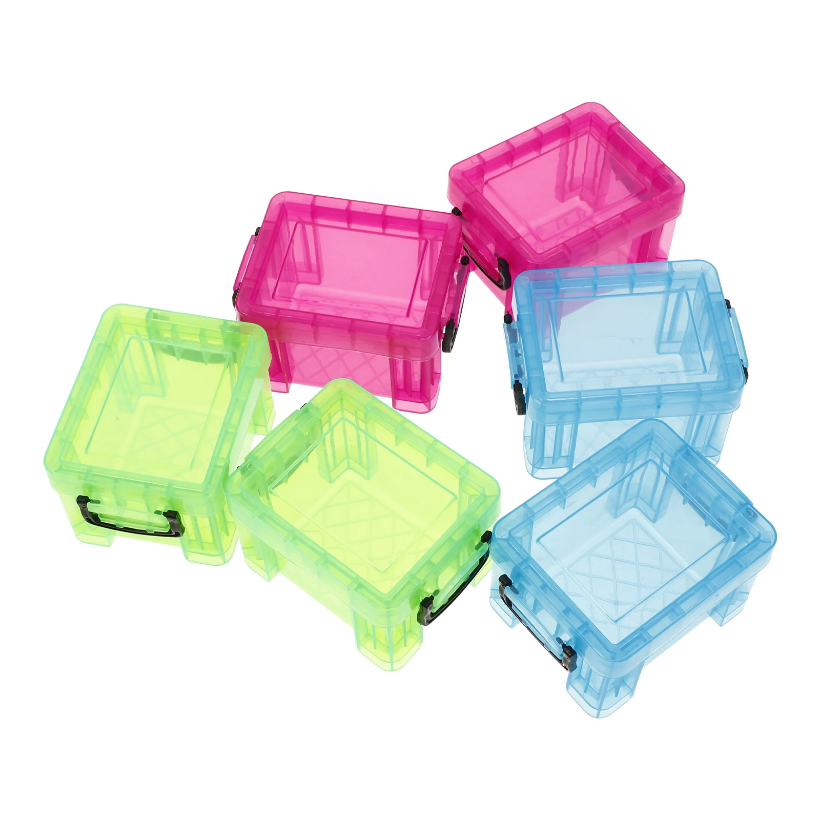 

6pcs Mini Storage Box Plastic Container Desktop Organizer Small Bins with Lid for Classroom Organization