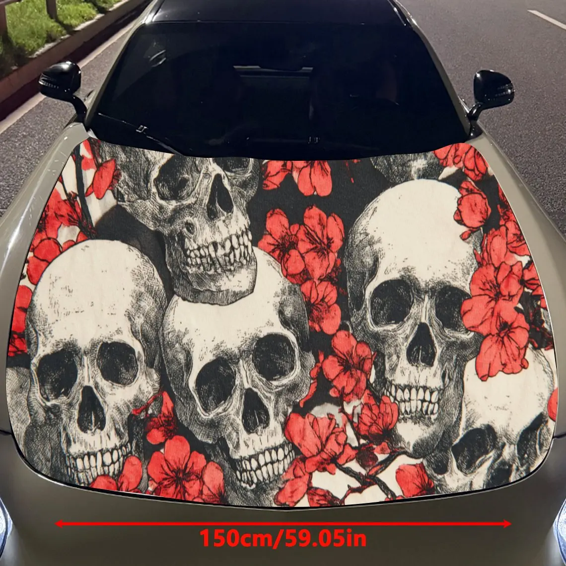 A cluster of skulls amidst the plum blossoms Car Hood Vinyl Stickers Car Surface Protection Decal Car Decoration Cover Vinyl Wra