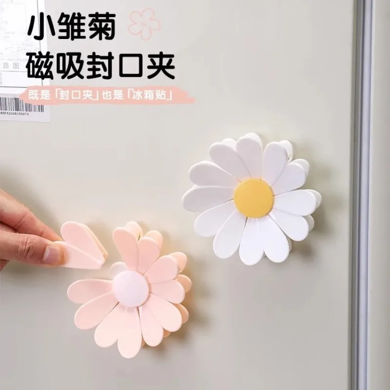 Daisy Food Sealing Clip, Potato Chips Snack Clip, Refrigerator Magnetic Suction Moisture-proof Flower Sealing Clip, Plastic