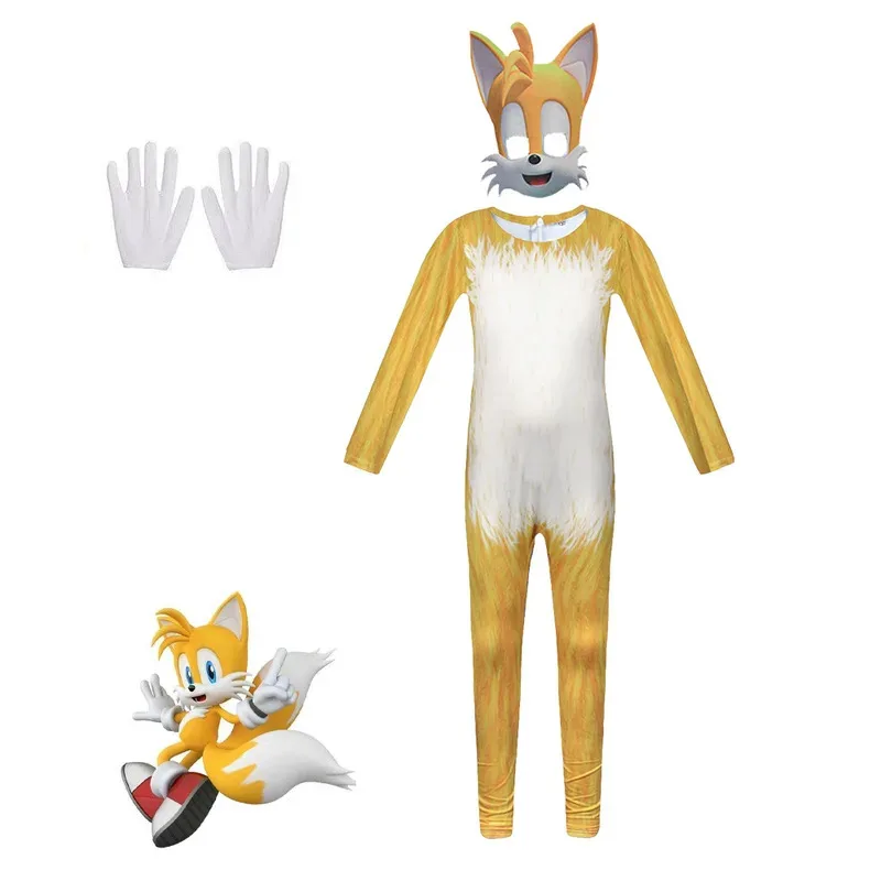 Kids Miles Prower Knuckles Shadow Hedgehog Jumpsuit Anime Sonic Cosplay Halloween Birthday Party Costume Girls Boy sk;m1