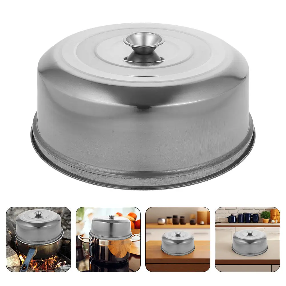 Thickened Stainless Steel Steamer Cover with Handle for Home School Cafeteria Bun Shops Teppanyaki Grilling Steaming Serving