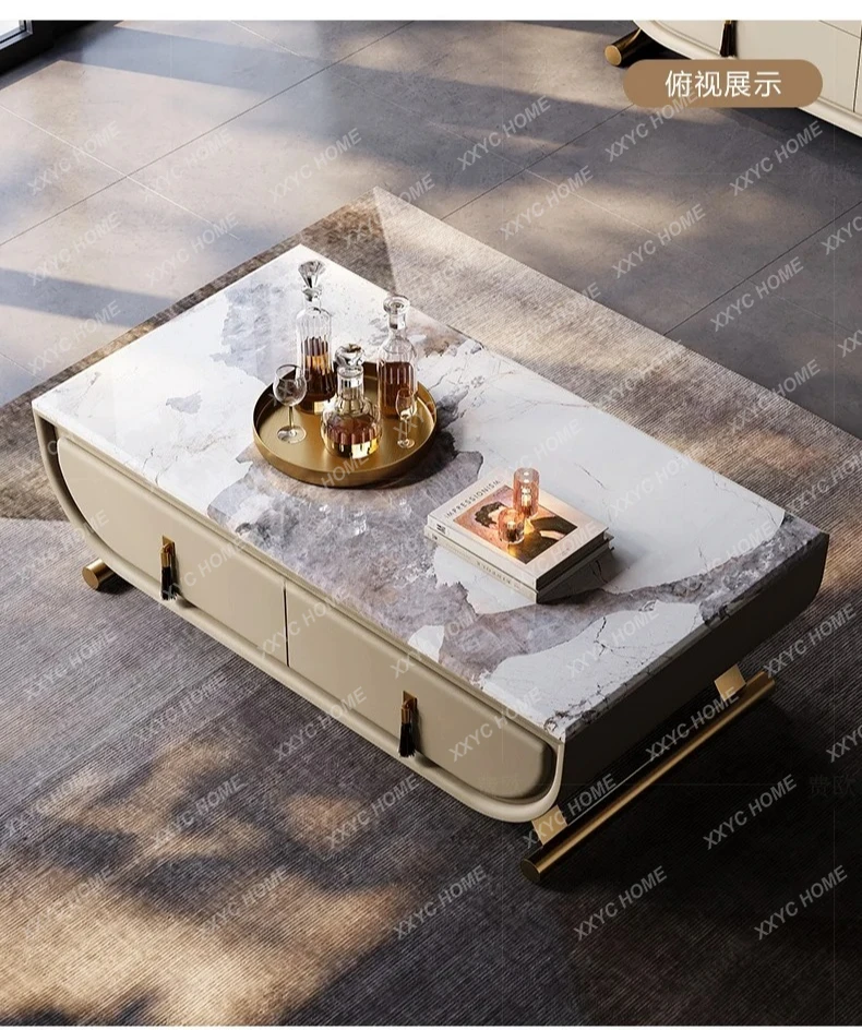 

Light luxury coffee table living room marble oval coffee table