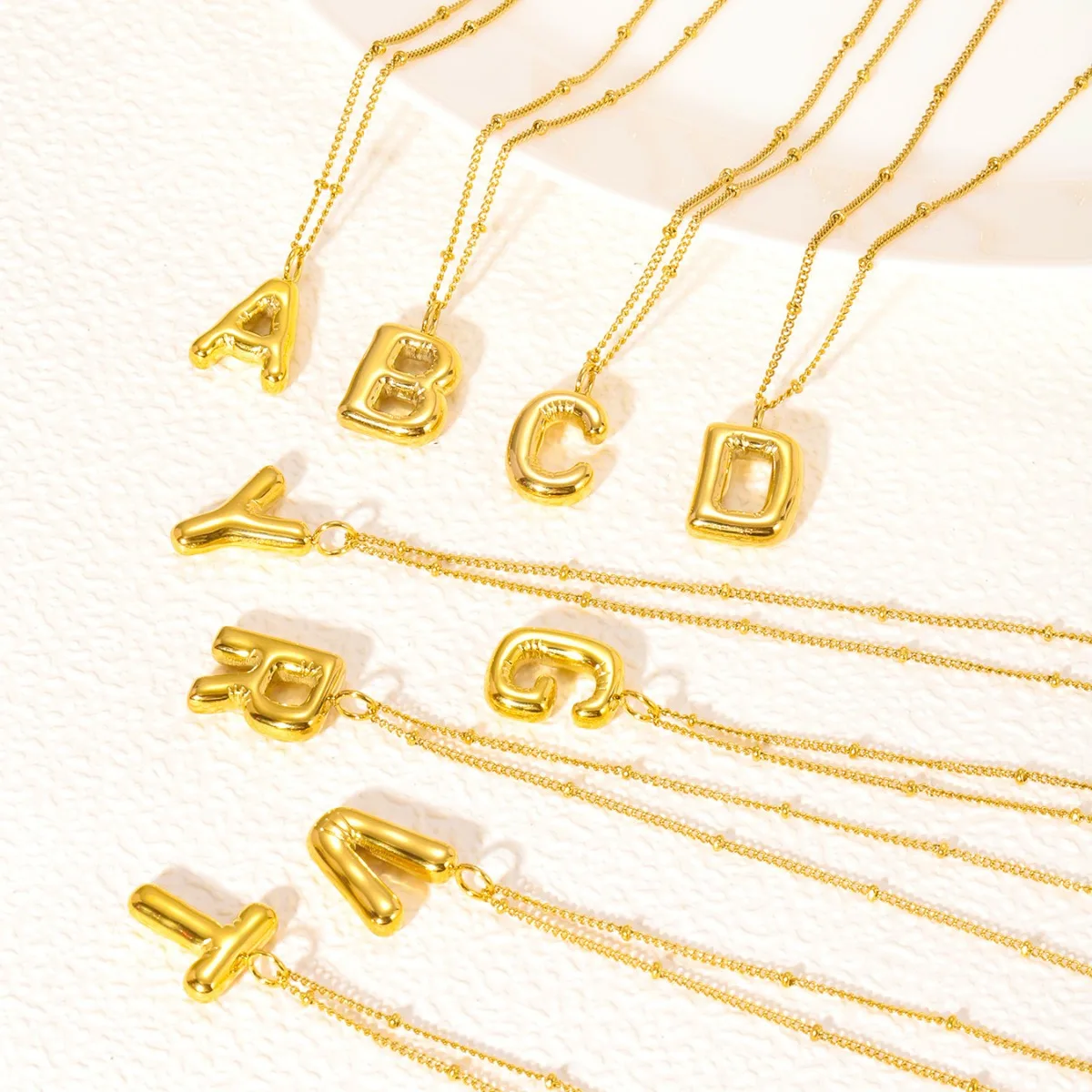 

Hot Sale Bubble Balloon A-Z Letter Initial Pendant Necklace Women Waterproof Gold Plated Chunky Alphabet Choker Collar Jewelry