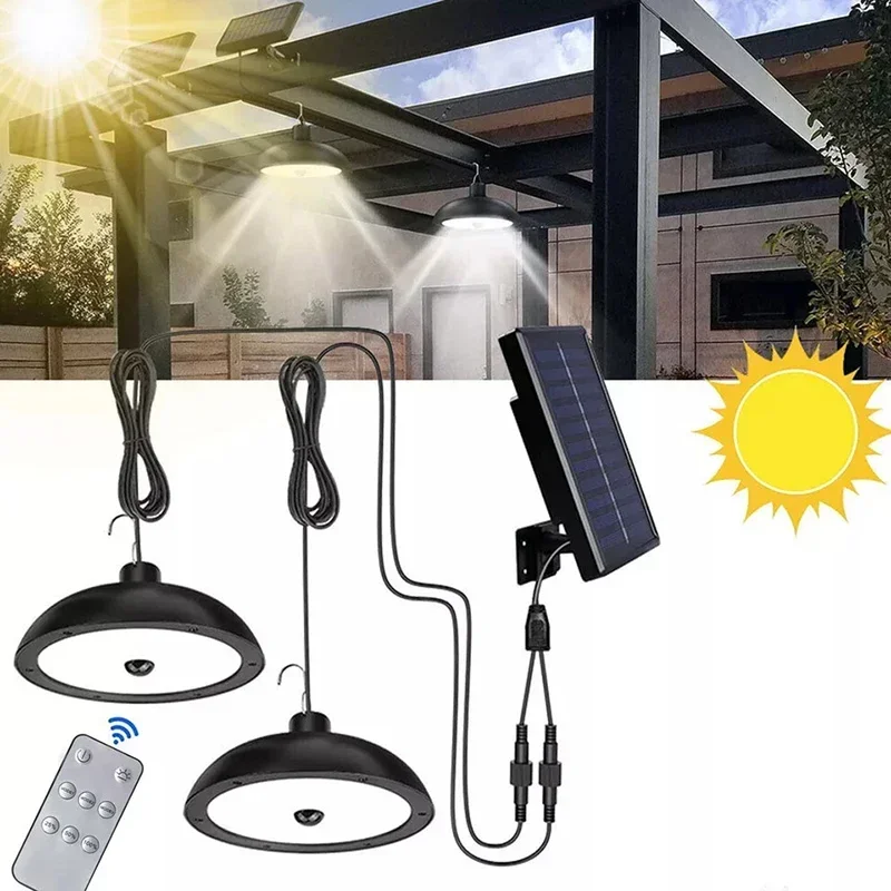 

Nice Solar Pendant Lamp Outdoor Waterproof Chandelier Light Hanging Shed LED Decorations With Remote Control For Indoor Shed Bar