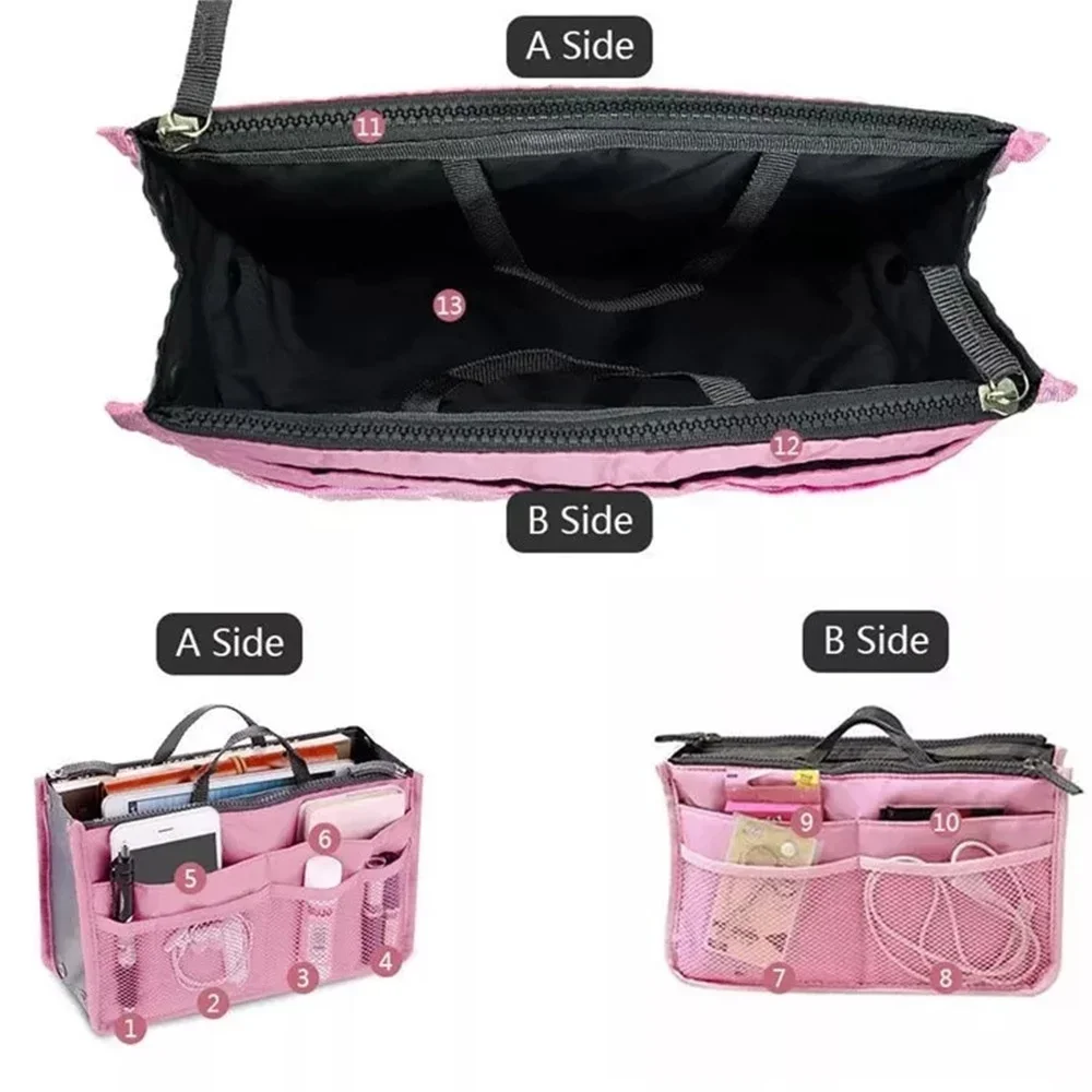 Borsa per inserti organizer da 1 pezzo Borsa per inserti da viaggio in nylon Borsa per borse Borsa per cosmetici per trucco da donna con fodera