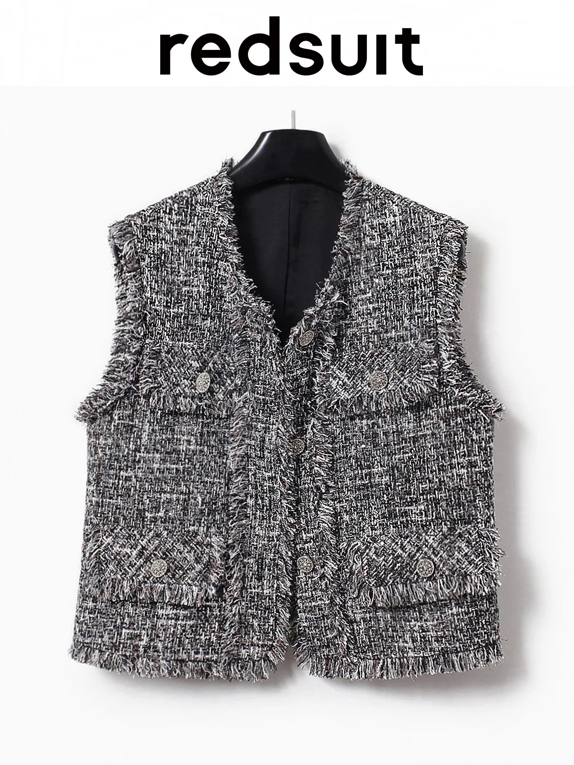 New Fashionable classic gray round neck tassel short vest top Custom size