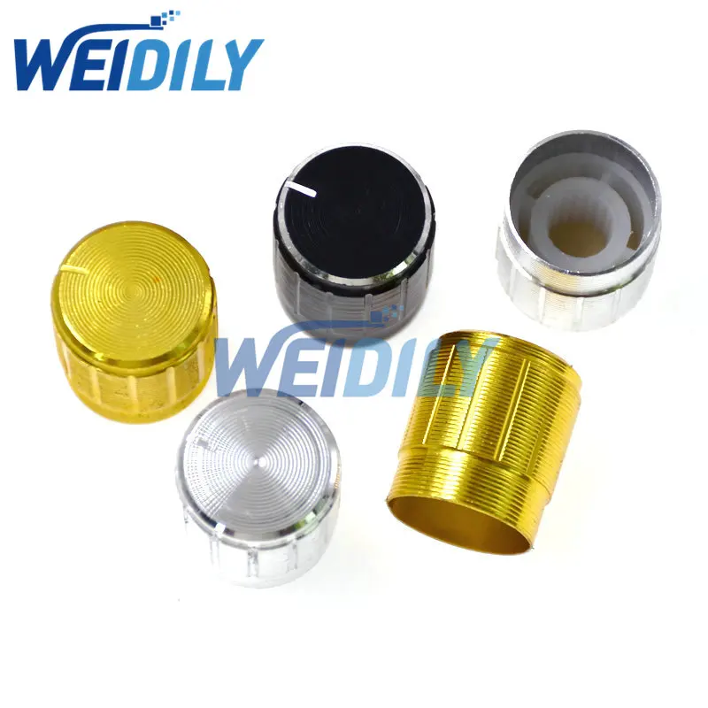 5PCS 13*17mm 15*17mm Aluminum Alloy Potentiometer Knob Rotary Switch Volume Control Knob Golden Silvery Black Hat 3 Colors New