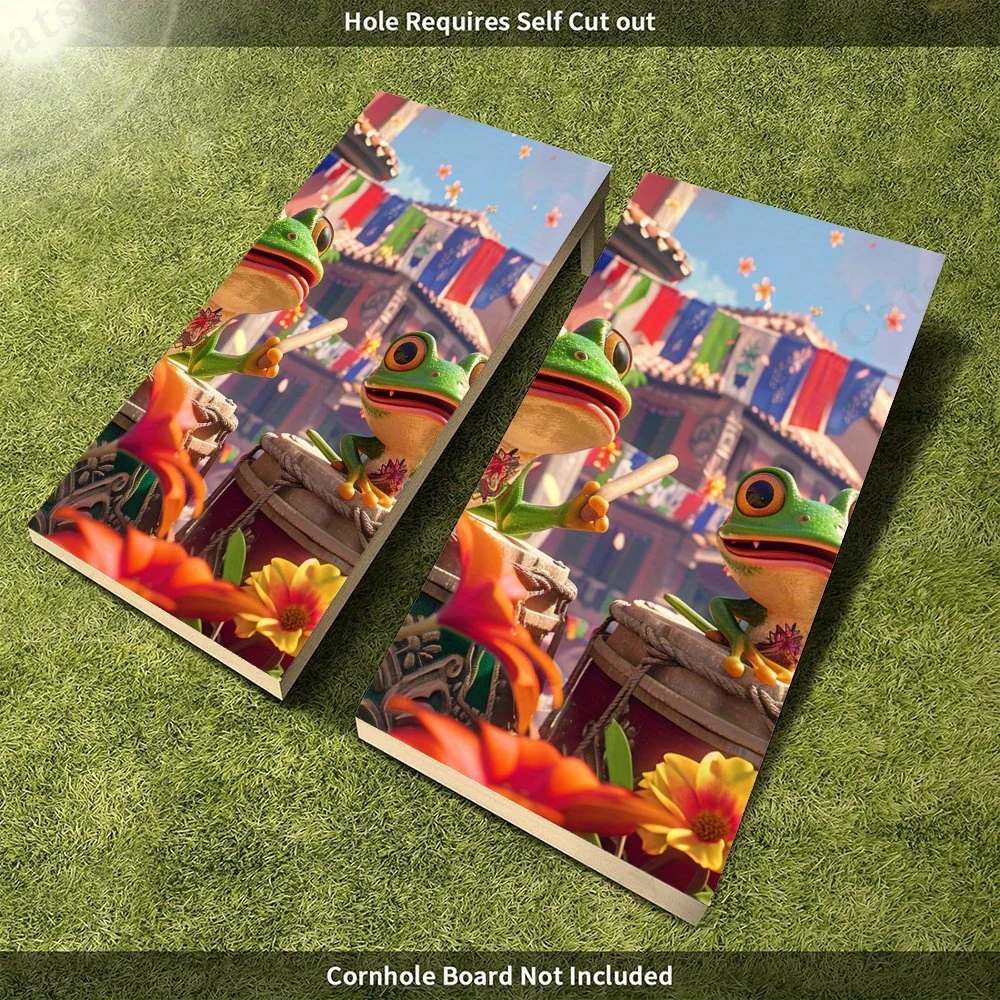 الضفادع الطبول، فن الضفدع الكرتوني، ديكور المهرجان، قيمة عالية! ملصقات رمل من الفينيل المسطح ثنائية الأبعاد - خالية من الفقاعات، سهلة الاستخدام، وات #4